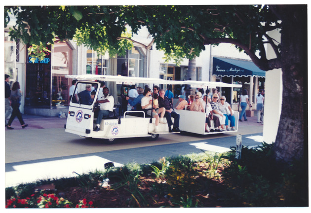 People riding the tram on Lincoln Road