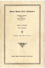 Miami Beach Civic Orchestra, debut concert, 1953 season