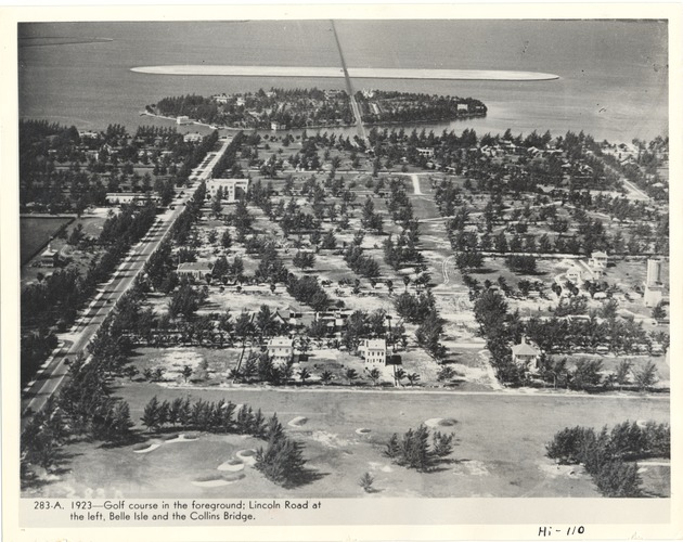 Aerial view looking west from Meridian Avenue and Lincoln Road.