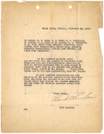 Claude A. Renshaw Letters and Telegram regarding 1926 Miami Hurricane