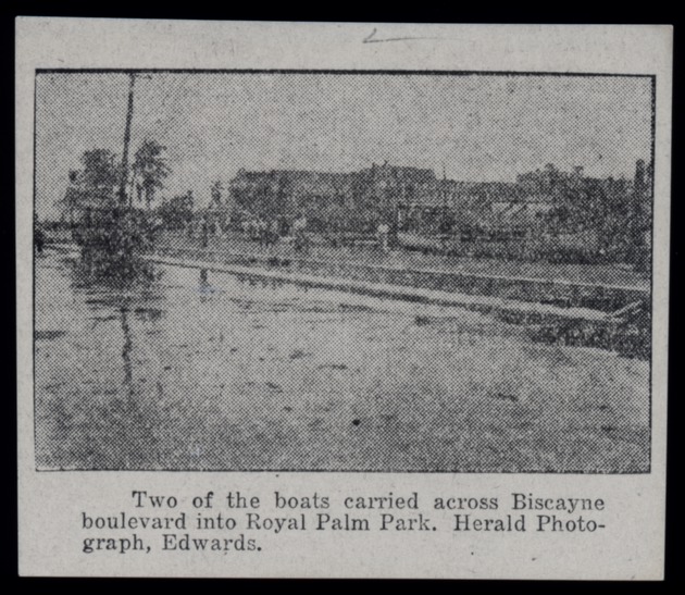 Two of the Boats Carried across Biscayne boulevard into Royal Palm Park