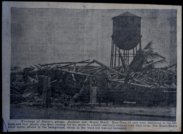 Wreackage of Shorty's garage, Meridian ave. Miami Beach
