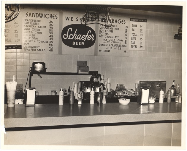 Cafeteria counter and menu