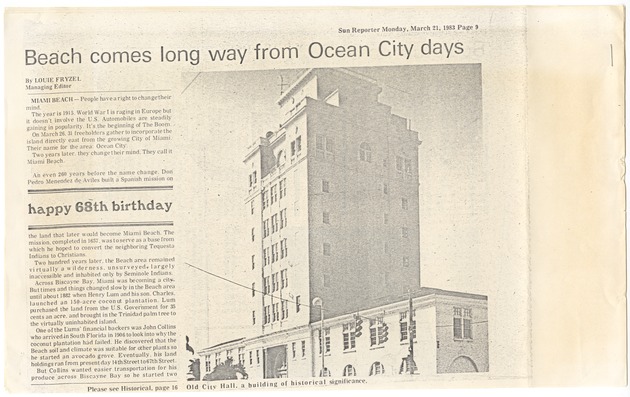 Beach comes long way from Ocean City Days article - Photocopy, p. 1: [Text] Beach comes long way from ocean city days [Photographic Illustration]