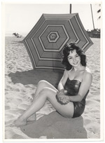 Sandy Zabaty - promotional modeling beach scene
