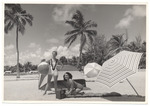 Carole Hanna and Jeanne Leonard - promotional modeling beach scene