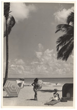 Carole Hanna and Jeanne Leonard - promotional modeling beach scene