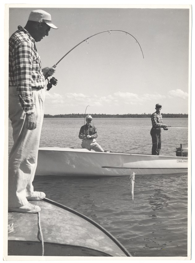 Man catching a fish in the water