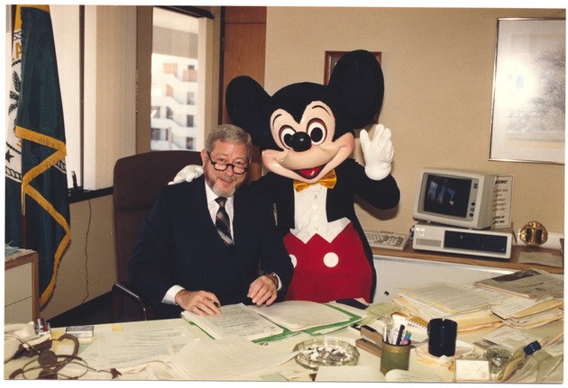 Miami Beach City Manager Rob Parkins - Photograph, recto: [Rob Parkins and Mickey Mouse]