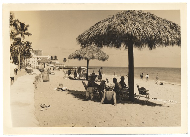 Thatched umbrellas at Lummus Park beach - Recto Photograph