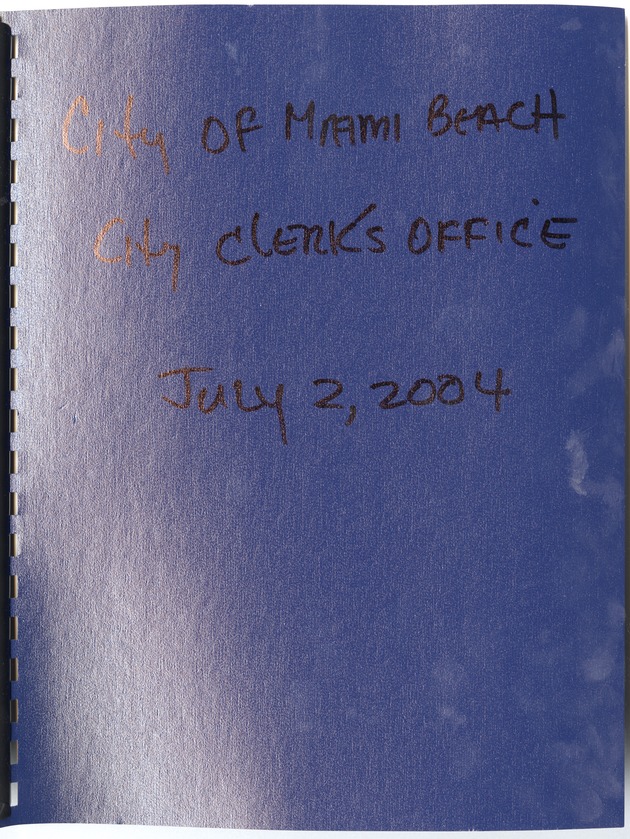 Media Clippings Featuring Miami Beach - Pamphlet, cover: City of Miami Beach City Clerk's Office July 2, 2004