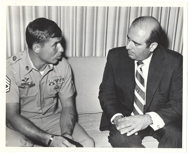 Miami Beach Mayor Jay Dermer with Vietnam War Veterans, 1969-1971 - Photograph, recto: [Mayor Jay Dermer with Vietnam Veteran]