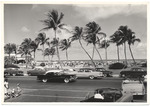 Cars on Ocean Drive with the beach in the background, February 1955