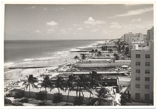 Hotels and piers along the beach, July 1958 - 