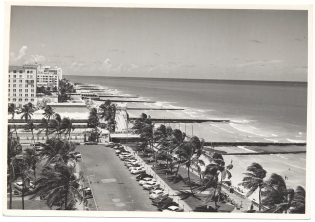 Hotels and piers along the beach, July 1958 - 