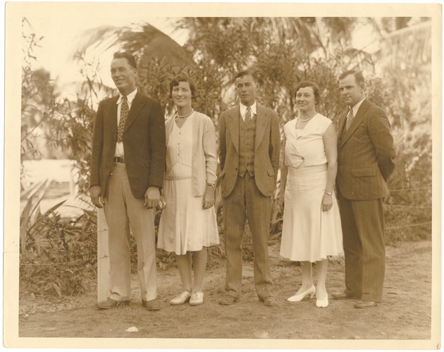 Miami Beach Parks and Recreation Department staff, 1930 - Photograph, recto: [View of five employees of the Recreation Department]