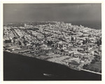 Aerial view of the bay side of Miami Beach, looking north