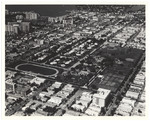 Aerial view of Flamingo Park with hotels in the background