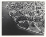 Aerial view of the bay side of Miami Beach, looking north