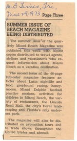 Clippings of newspaper articles about Miami Beach