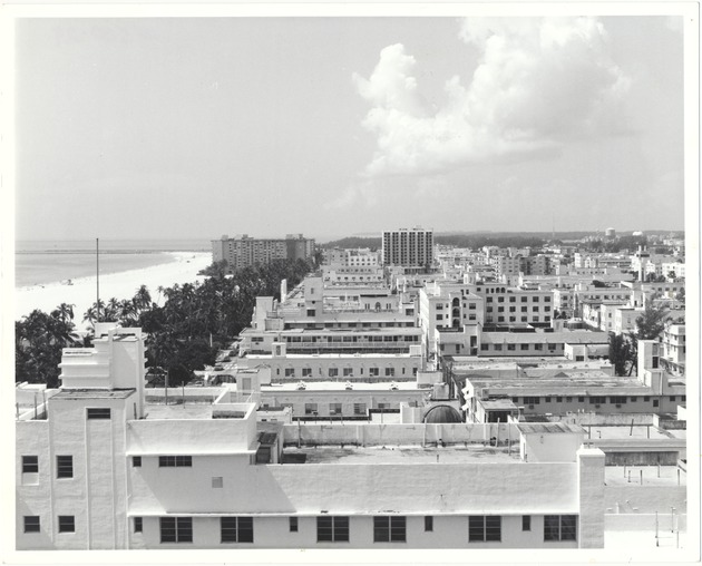 Coastline of Miami Beach with overseeing buildings roofs - 