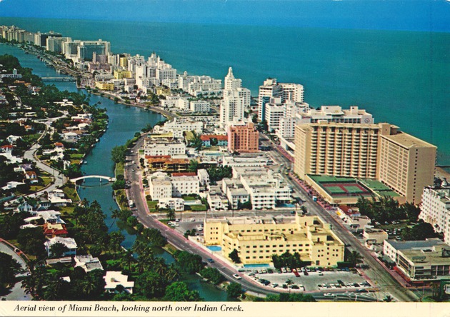 Aerial view of Miami Beach, looking north over Indian Creek - Aerial view of Miami Beach, looking north over Indian Creek