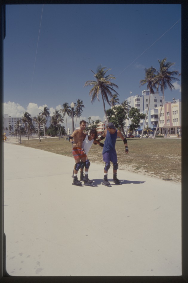 Three rollerbladers at Lummus Park
