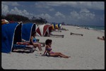People sunbathing on Miami Beach