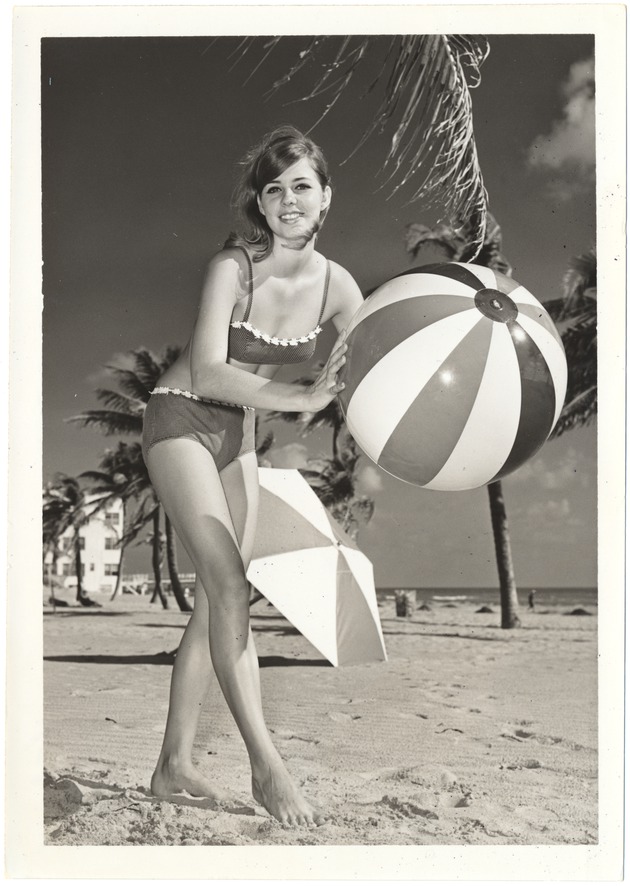 Melinda Brady about to play with a beach ball - 