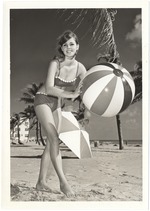 Melinda Brady about to play with a beach ball