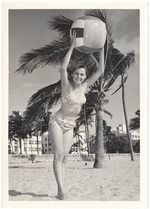 Sharon Jordan is about to throw a beach ball