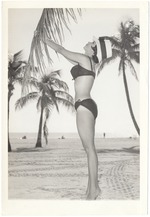Gladys Engle examining a palm tree leaf
