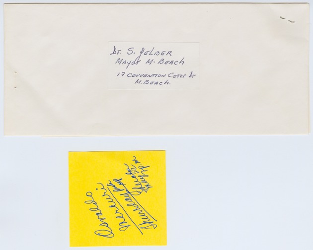 Color press kit addressed to Mayor Seymour Gelber from the Province of Buenos Aires Chamber of Deputies - Envelope, recto