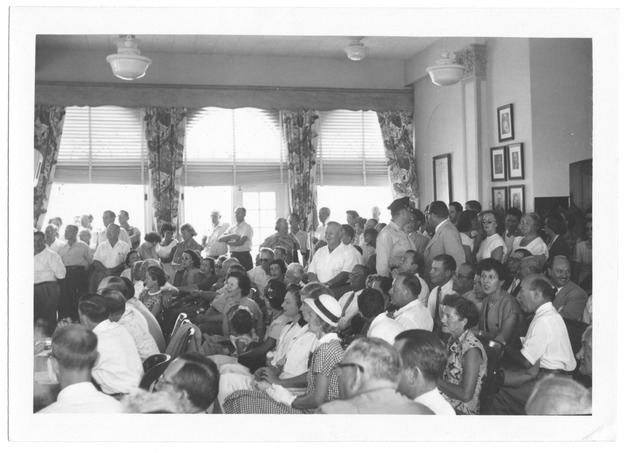 Miami Beach City Council meetings, 1950s - Photograph, recto: [The crowd at a Miami Beach City Council meeting, ca. 1955]
