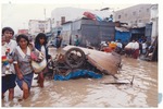 Flooded street scenes and temporary shelters in Ica, Peru