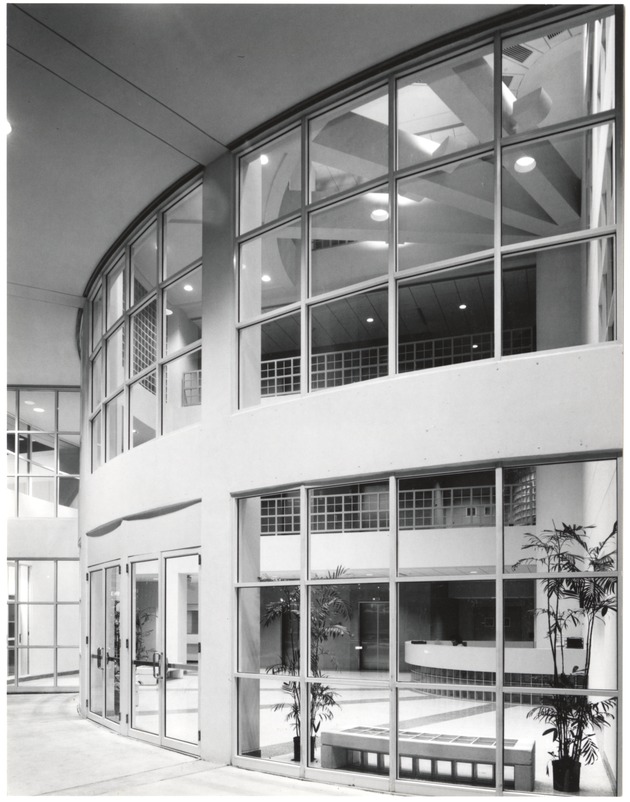 Miami Beach Police Department and invitation booklet - Photograph, recto: [View of the inside of the Miami Beach Police Department]