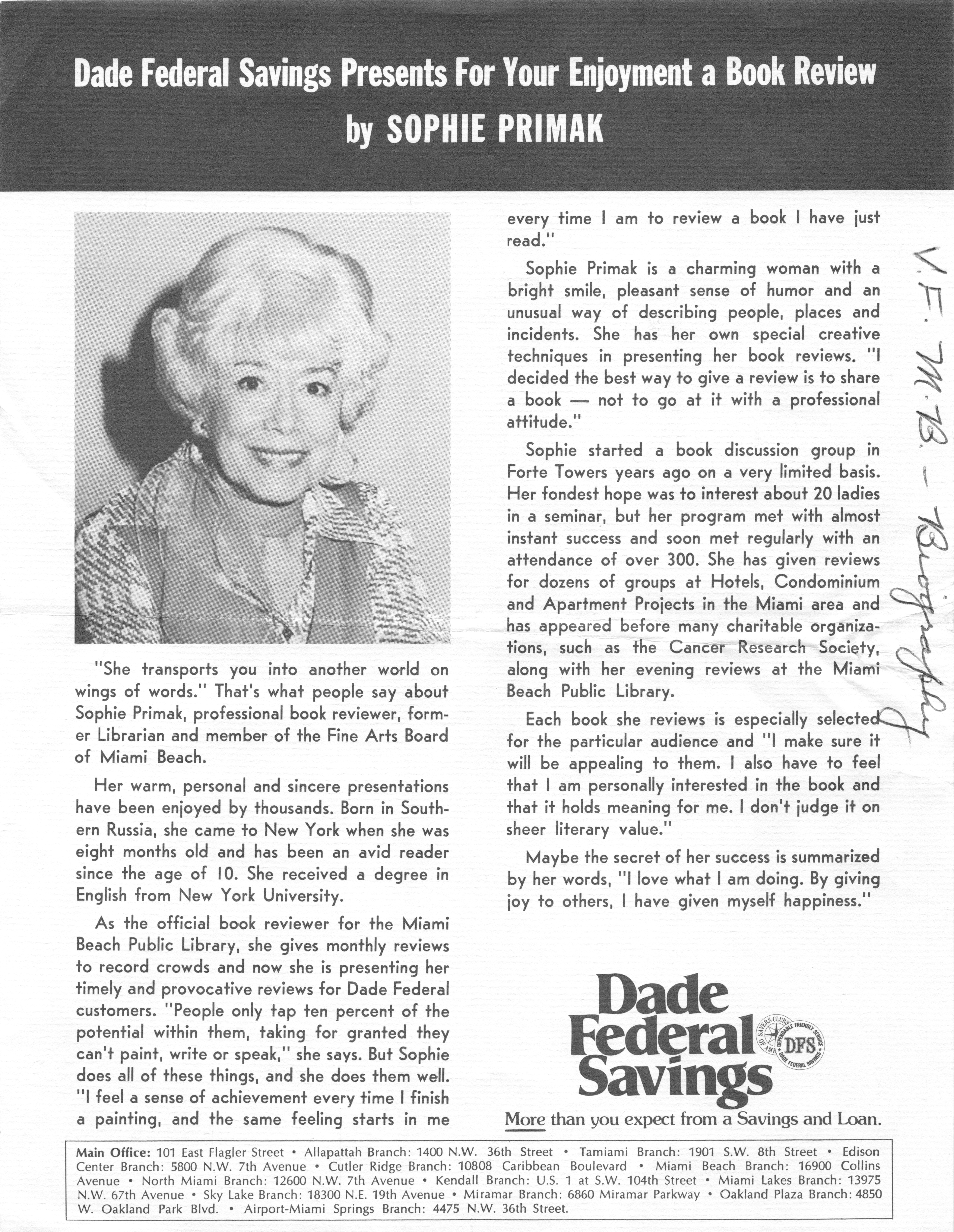 Dade Federal Savings Book Review