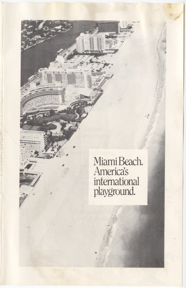 Miami Beach. America's international playground - Pamphlet, cover: Miami Beach. America's international playground.