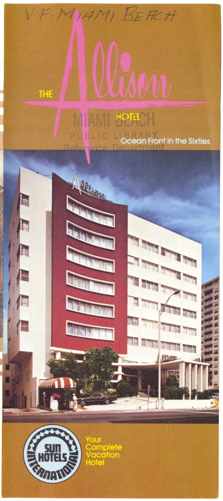 The Allison Hotel: Ocean Front in the Sixties - Leaflet, cover: The Allison Hotel: Ocean Front in the Sixties