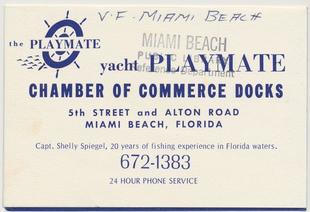 Yacht Playmate - Leaflet, cover: The Playmate. Yacht Playmate