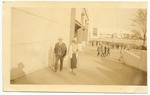 Man and woman walking outdoors