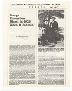 George Remembers Miami in 1925 When It Boomed - by George Wolpert and Descriptions of Photographs from Miami Beach History Book