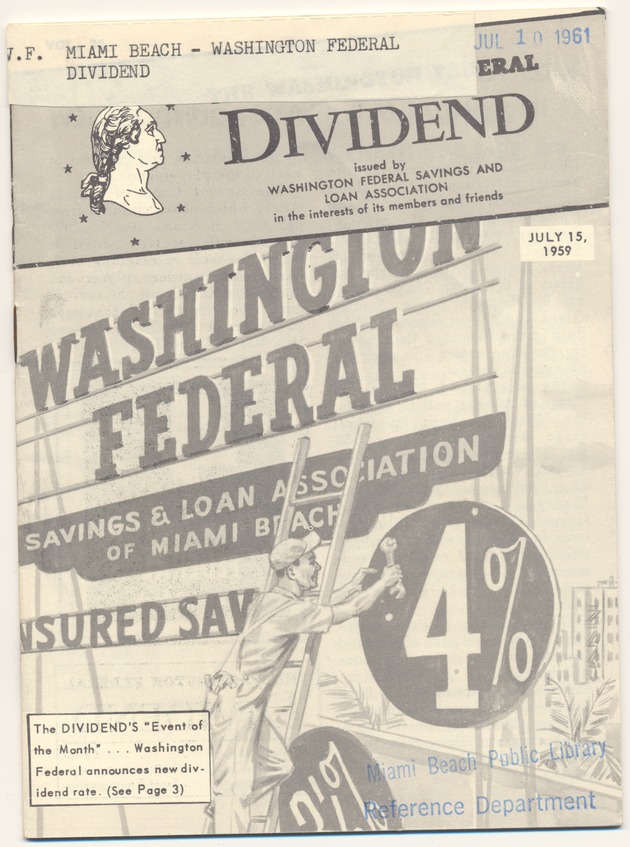 The Dividend. July 15, 1959 - Pamphlet, p. 1: The Dividend