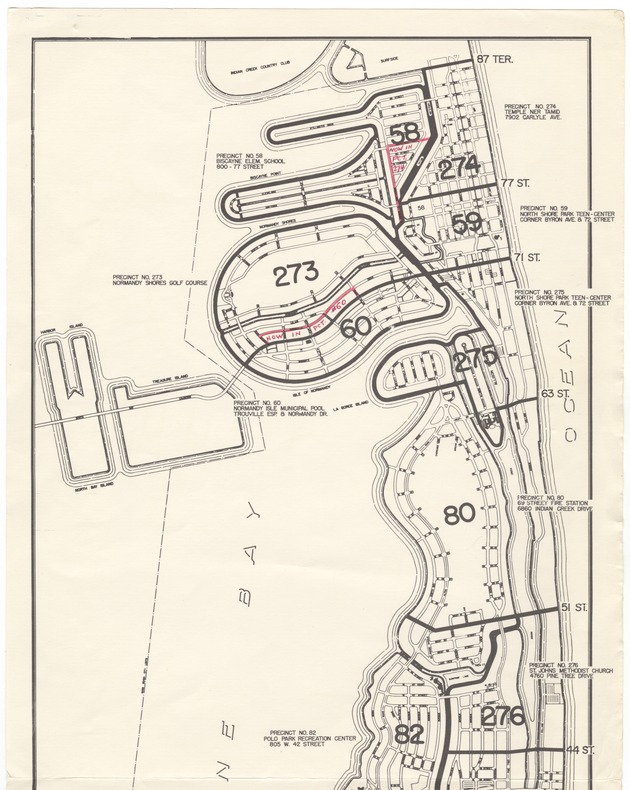 1950s Miami Beach Voting Precincts Map - 