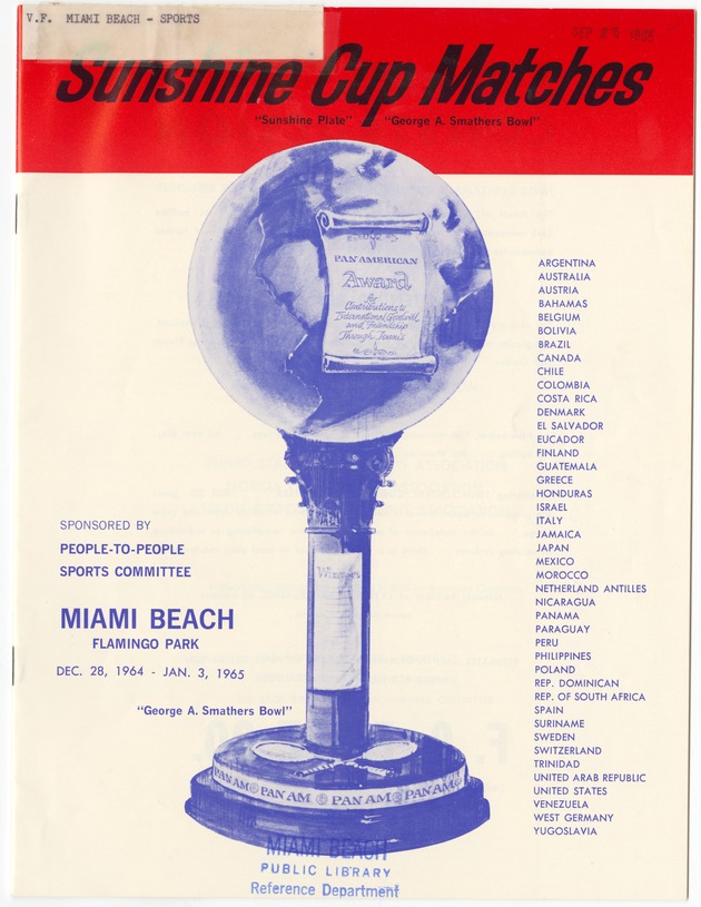 Sunshine Cup Matches - Pamphlet, cover: Sunshine Cup Matches