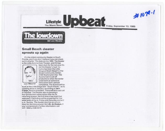 Little Acorns Theater at the 21st Street Community Center Press Clipping