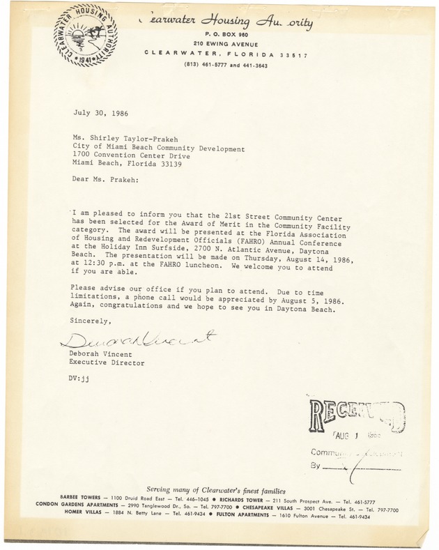 Renovation Project Background Materials and Correspondence, 1986
