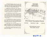 Grand Opening Program Schedule for 21st Street Community Center
