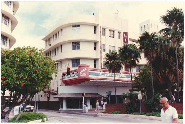 Lincoln Theater on Lincoln Road Mall and Pennsylvania Avenue, 1987 - Photograph, recto: [View of the Lincoln Theater, 1987]