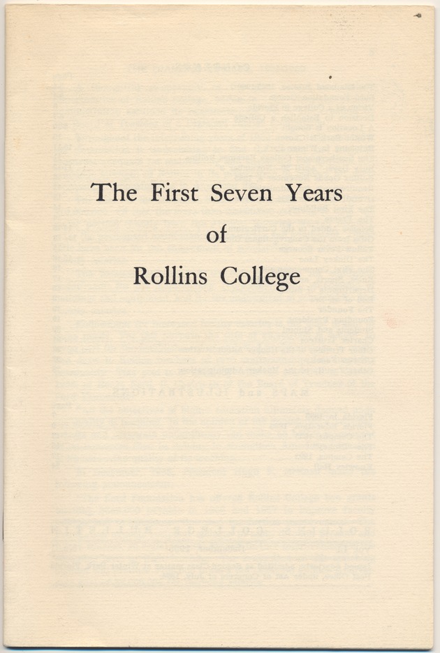 The First Seven Years of the Rollins College. - Pamphlet, cover: The First Seven Years of Rollins College